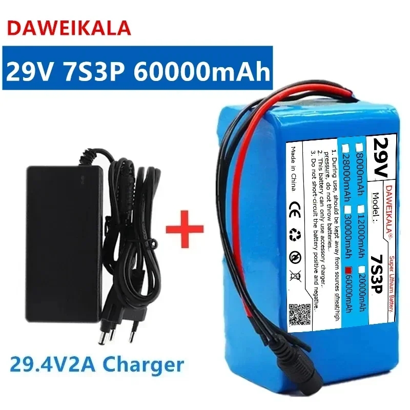 Oryginalny akumulator litowo-jonowy 18650 29V 7S3P 60000mAh z wbudowaną ładowarką BMS i bezpłatną