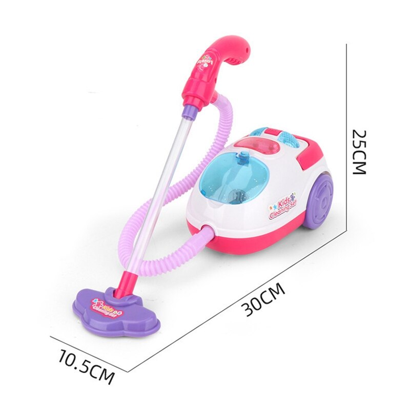 Pretend Play Toy Vacuum Cleaner Toy for Kids Housekeeping Cleaning Trolley Play Set Mini Clean Up Cart