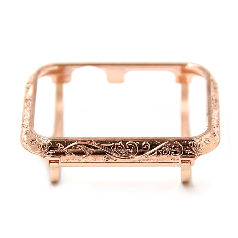 Boîtier de montre pour apple watch séries 1 2 3, coque en aluminium sculpté pour apple iwatch séries 3 et 38mm-42mm, boîtier de protection à cadre métallique: Or rose / Série 3 2 1 38mm