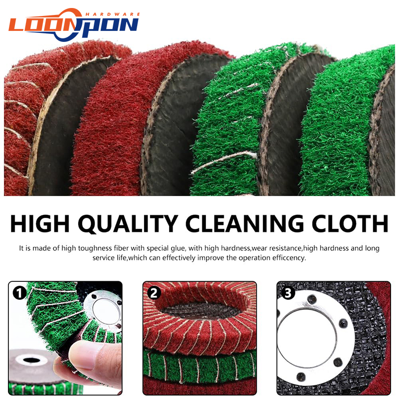 Loonpon 4.5 "115mm Nylon Fiber Flap Polijstschijf Schuursponsje Schurende Buffing Slijpschijf voor Haakse Slijper Metalen oppervlak