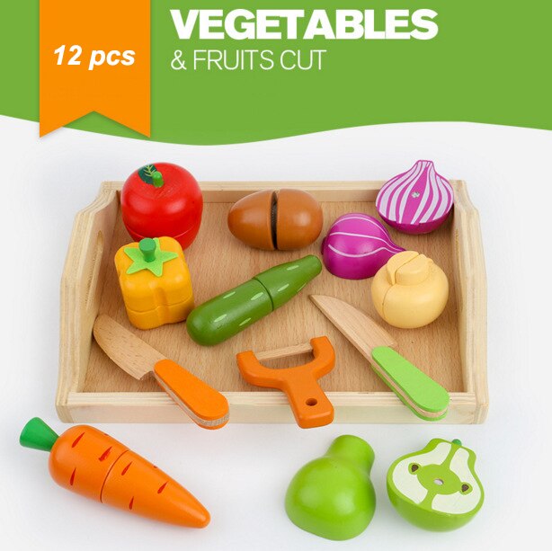 15 arten Holz simulation küche ei serie cut obst und gemüse dessert kinder pädagogisches spielen haus spielzeug: 18