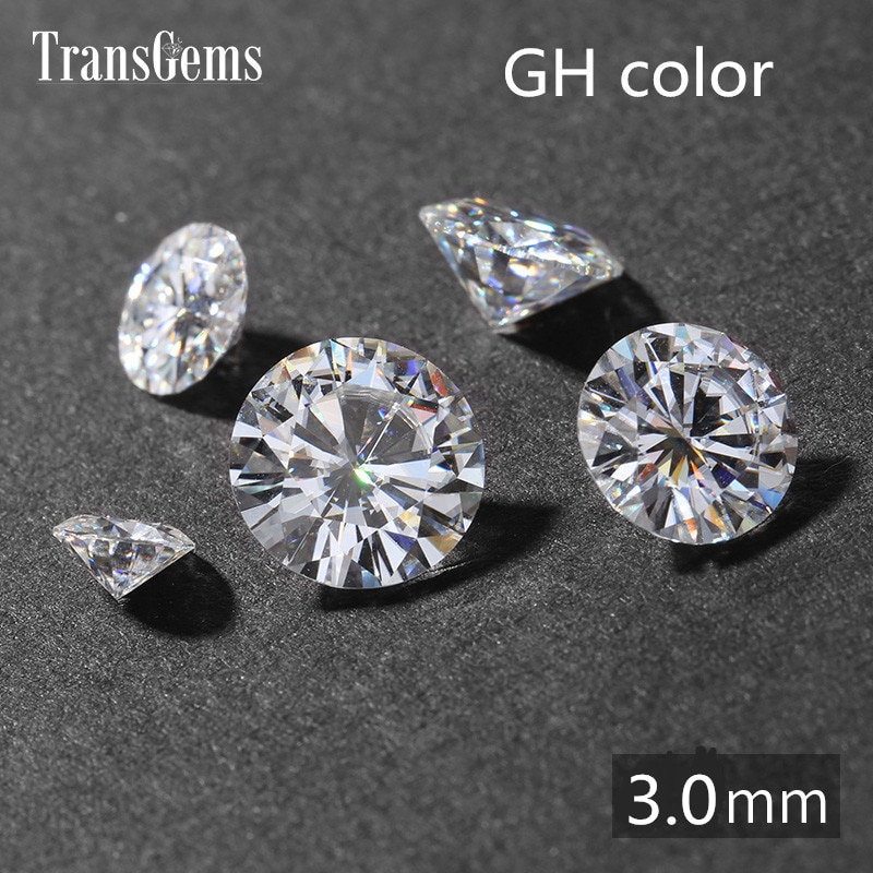 Transgems 1 stykke 3mm moissanite løs sten ækvivalent diamant 0.1ct fremragende cut gh farve moisssanite perle til smykkefremstilling