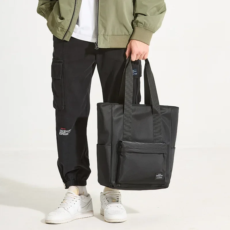 Bolso informal de un solo hombro para hombre, bolsos de gran capacidad para hombre y mujer, bolsos de mano simples, bolso negro impermeable para axila, bolsos