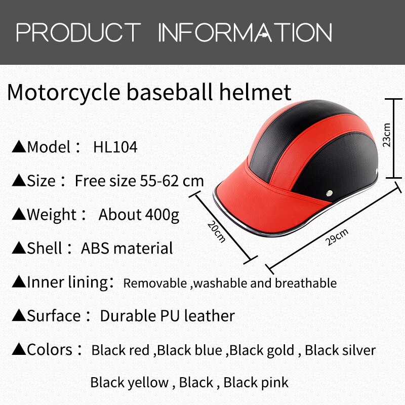 Motorhelm Half Open Gezicht Baseball Cap Ademend Afneembare Voering Verstelbare Stap YA88