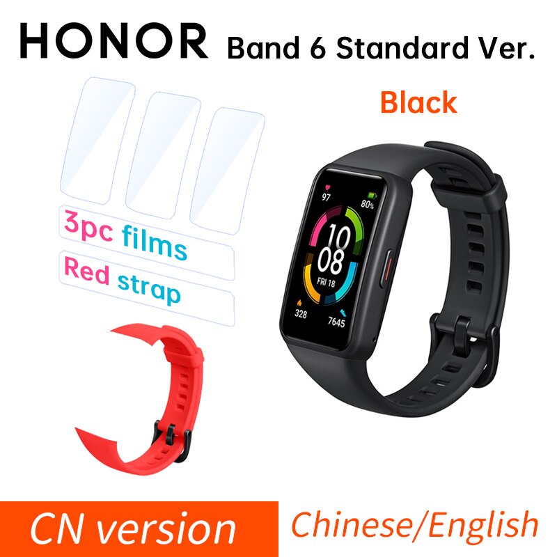 Honor Band 6 Global / CN Version Smartband Bracelet AMOLED Color Touchscreen Blood Oxygen SpO2 Heart Rate Sleep Swim Waterproof: Std B F Cable White