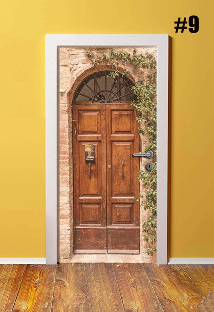 Autocollant pour rénovation rétro de porte en PVC, bricolage rétro, autocollant imperméable pour porte d'entrée, décoration de maison, décalque d'image imprimée: Door XRK1596-09 / 95x215cm