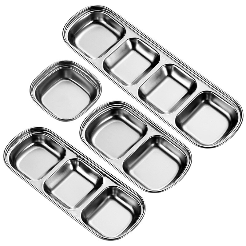 304 Stainless Steel Small Sauce Dish Kitchen Sushi Vinegar Soy Sauce Plate Gold Silver Divided Small Seasoning Dish