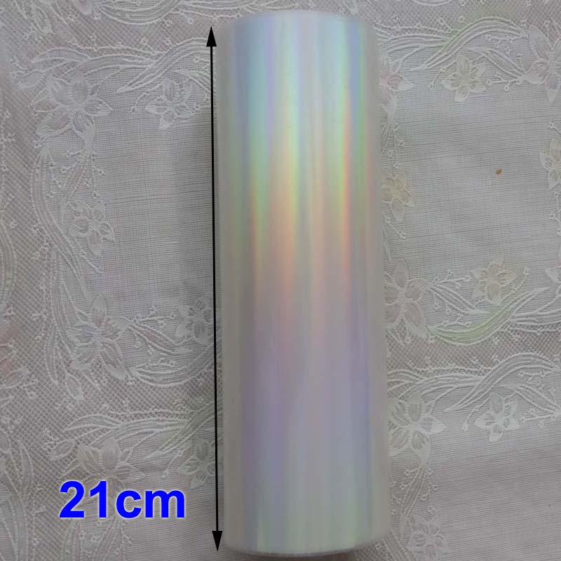 Folia holograficzna przezroczysta folia tłuczone szkło folia robić gorącego tłoczenia na prasie papierowej lub z tworzywa sztucznego 16cm 21cm 64cm szerokość 120m długości: 21cm plain tęcza
