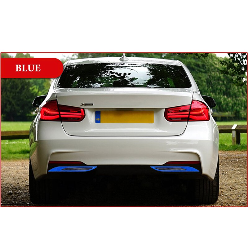 Bande réfléchissante 3D Anti-Collision pour voiture | 2 pièces, bandes Anti-Collision en Fiber de carbone, bande d'avertissement de sécurité, autocollants réfléchissants pour décor