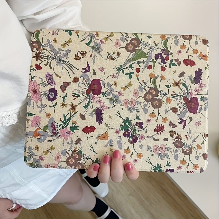 1pc Kleurrijke Bloemen Stand Tablet Beschermhoes Geschikt voor iPad 10.9/10.2/Air4/5/Pro11/10th/10.5 Case met Potlood Slot Houder