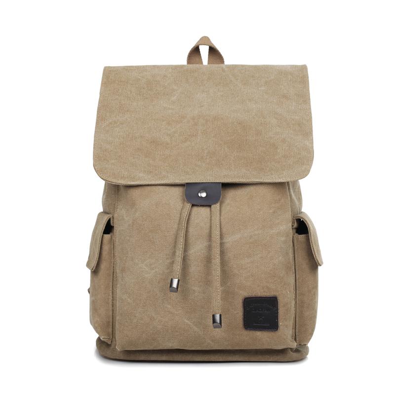 Favocent Mode Mannen Reizen Rugzak Rugzak Canvas Schoudertas voor Mannen en Vrouwen 14 inch Laptop Schooltas Rugzak: Donker Kaki