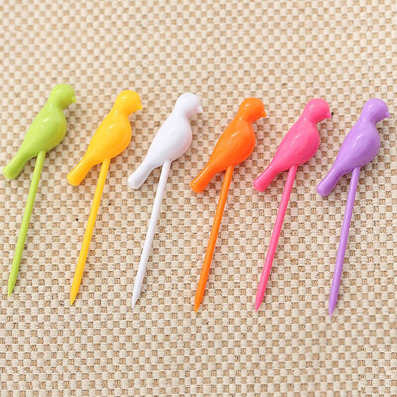 pcs 6 +1 Stand Birds Tree Shape Fruits Fork Plastic Vegetable Fork Fruit Snack Dessert Forks Holder For Party fruit pick forks