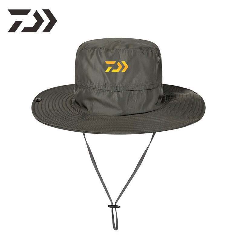 Daiwa Unisex Fishing Caps Bucket Hat Outdoor Uv Protection Adjustable Breathable Fishing Hats Solid Wide Brim Cap: Green2