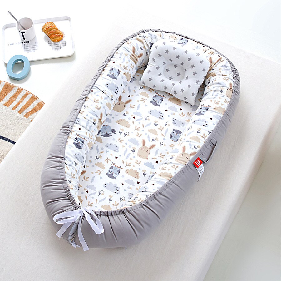 Baby Cradle Baby Cradle Newborn Mattress for Crib &amp; Bassinet Soft Multi Function for Thanksgiving: Grey Owl cotton