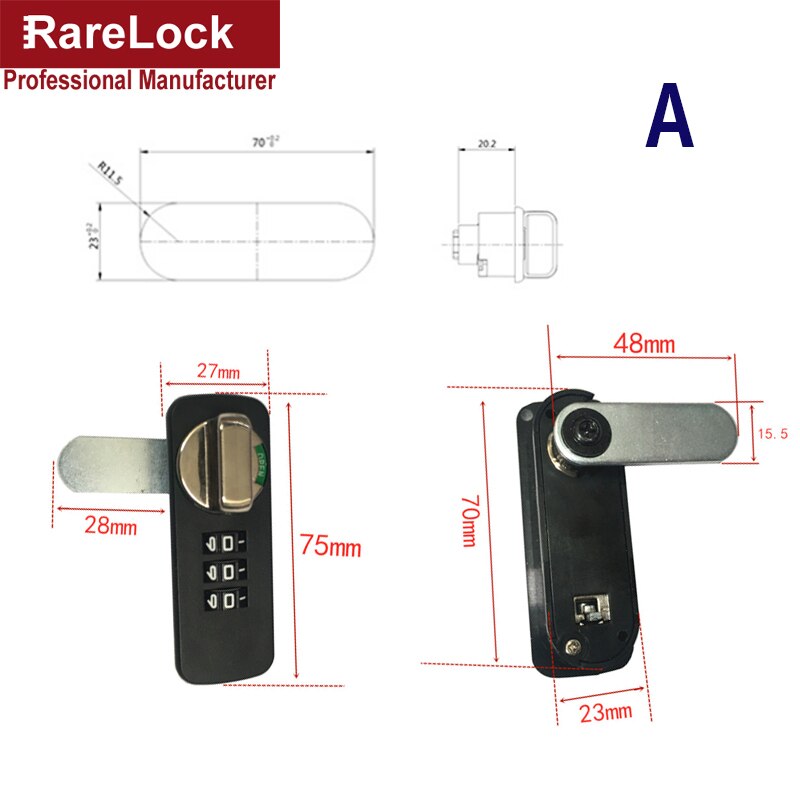 Three Position Mechanical Code Lock Keyless File Cabinet Drawer Cabinet Safe Deposit Box Cashbox Lock Hardware Rarelock MA035 B: A