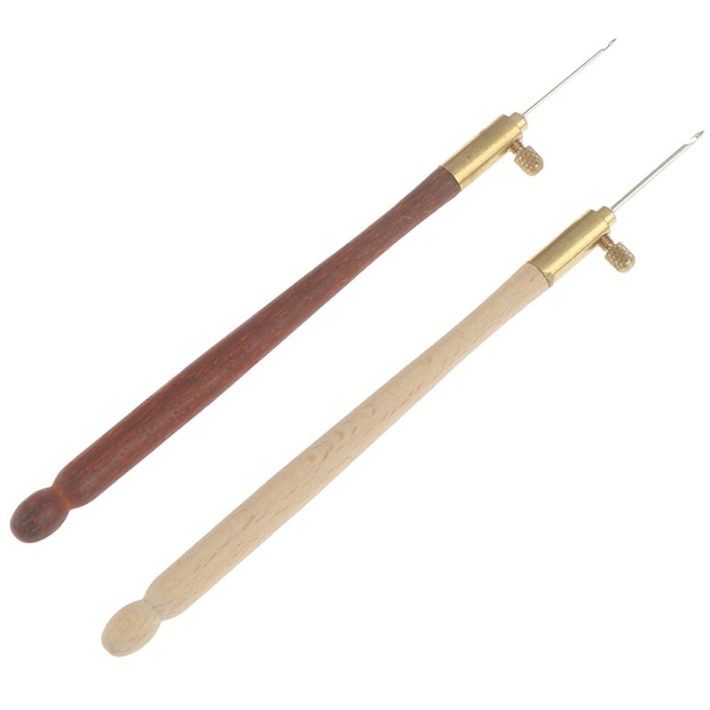 French Crochet Embroidery Beading Hoop Sewing Tool Set DIY Craft Wooden Handle Tambour Crochet Hook with 3 Needles