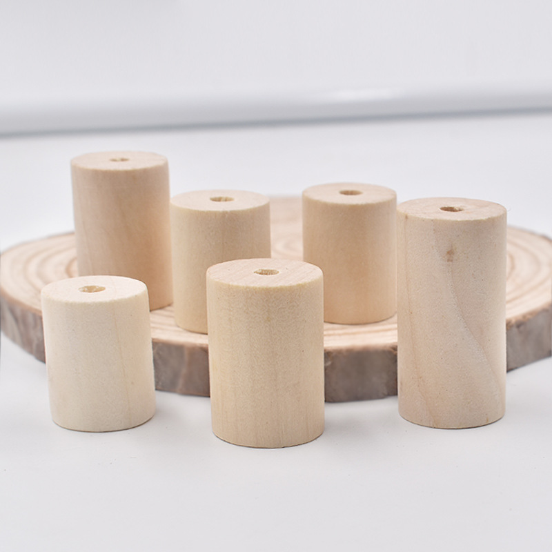 Cuentas de madera cilíndricas, cuentas de madera natural sin terminar para manualidades, joyería, decoración de granja