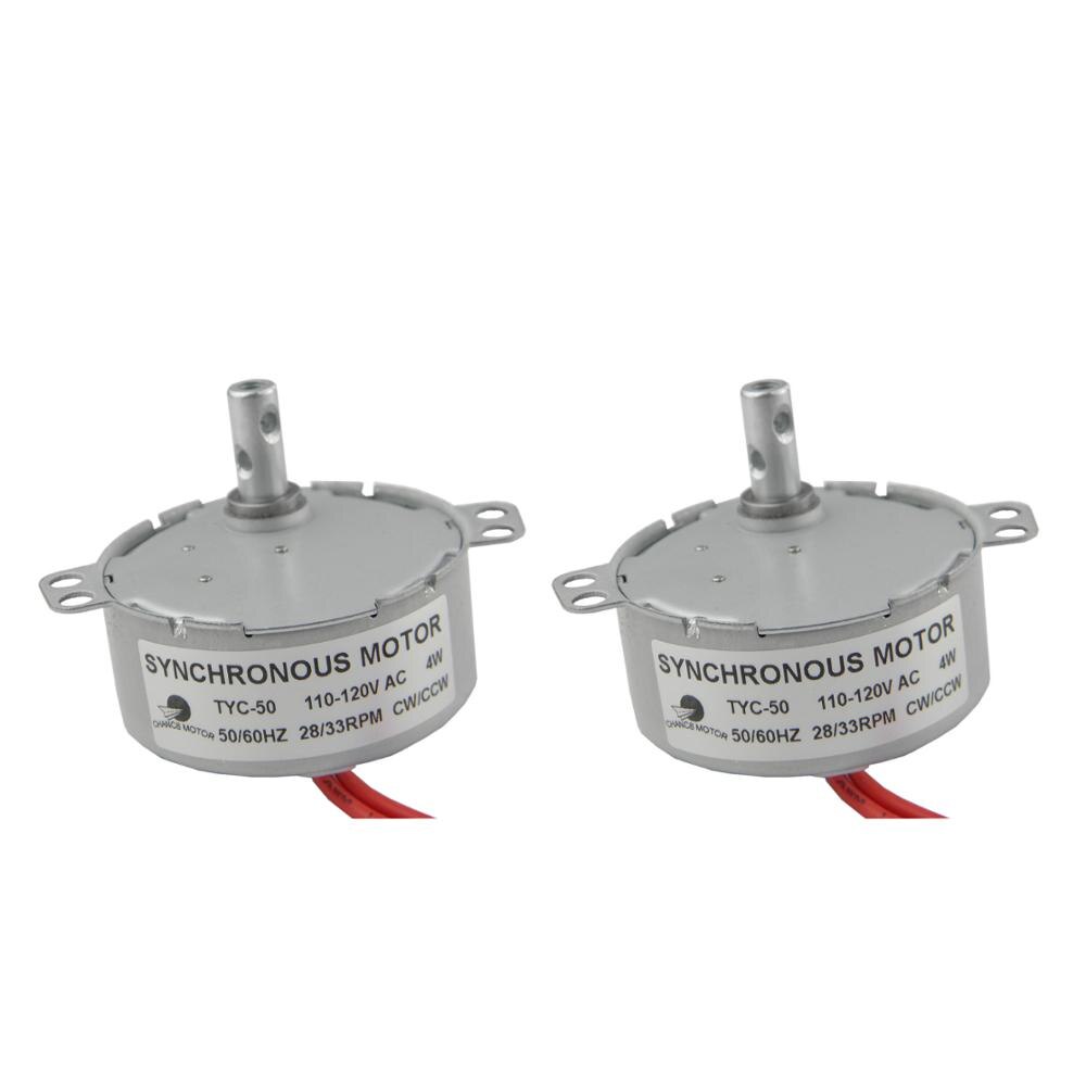 CHANCS 2PCS TYC-50 Synchron Motor 110V AC 28-33RPM CW/CCW Geared Motor Turntable Gear Box for Microwave Oven