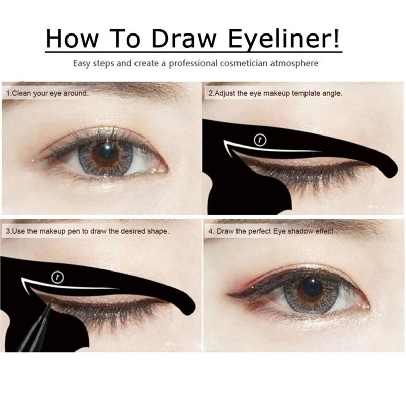 Pochoirs Eye-liner à ligne de chat, outil de maquillage noir, maquillage facile, pochoirs à ligne de chat, modèle façonnant, carte d&#39;eyeliner