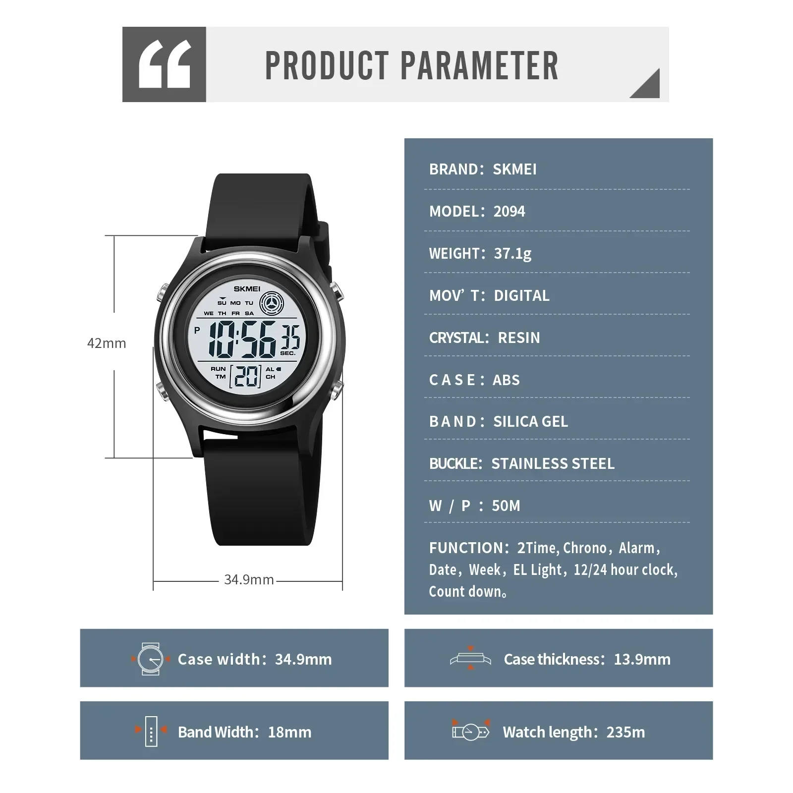 Skmei luxe waterdichte schokbestendige sport countdown horloges dames digitale polshorloge voor vrouwen stopwatch lady girl relojes 2094