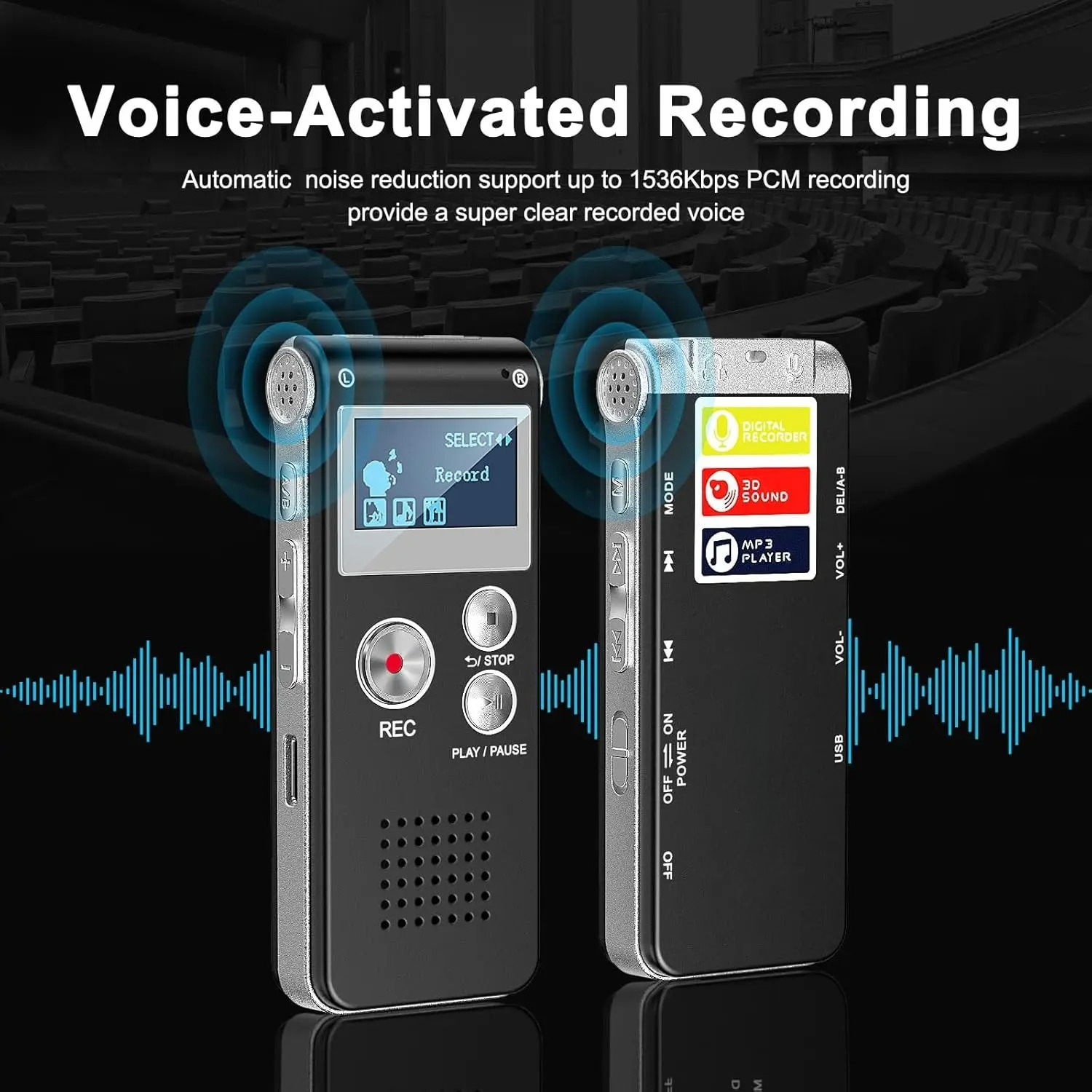 and user-friendly digital recorder, supporting up to 1536kbps. Mini recorder upgraded to MP3 and USB, with playback functi