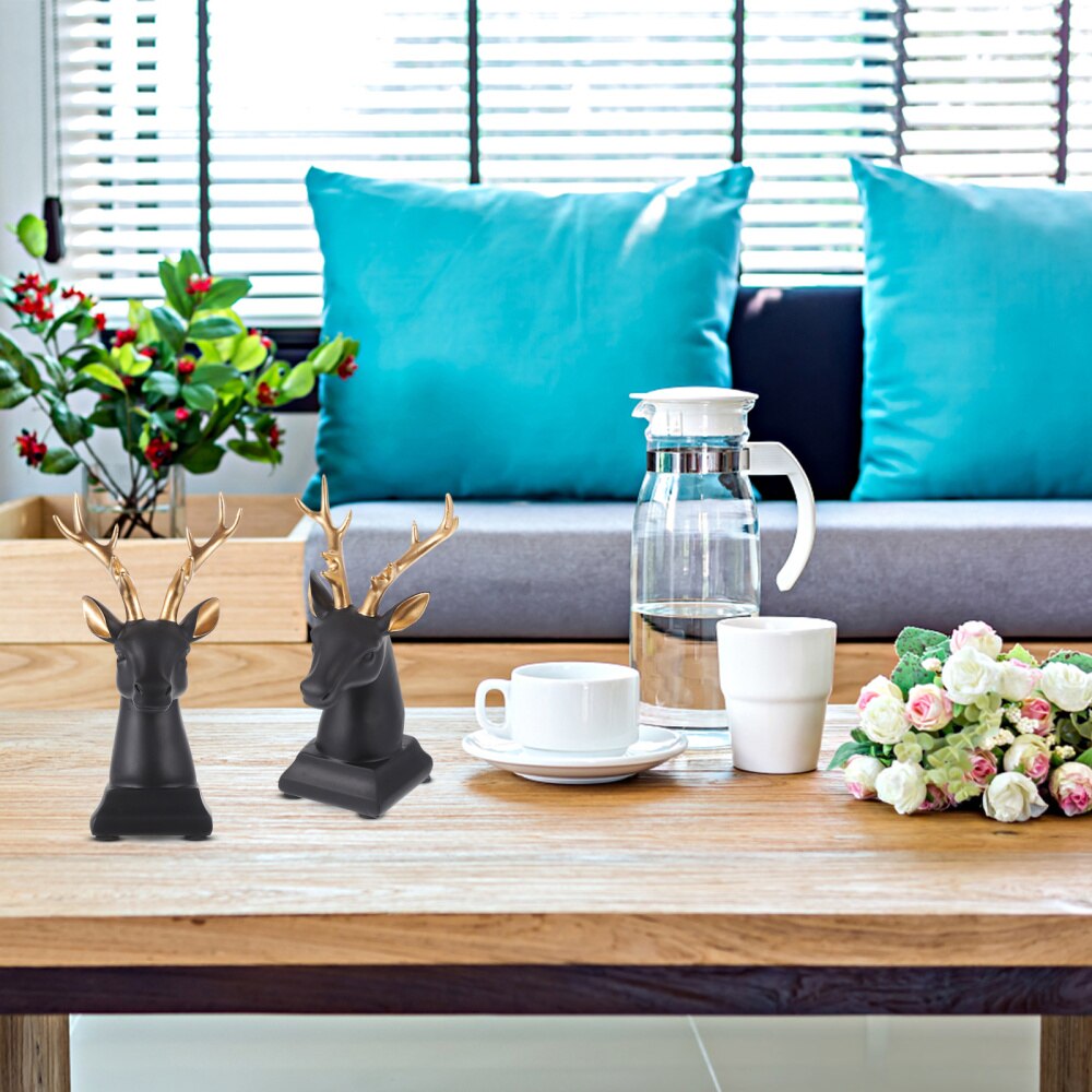 Deer Head Decoration Crafted Figurines Office Home Desktop Decor Deer Head