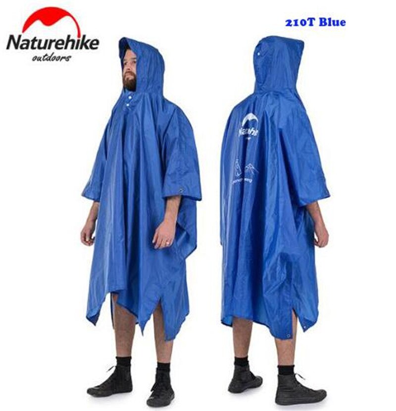 Naturehike 3 in 1 Ourdoor Raincoat Portable Multifunctional Water-resistant Shade Cover Waterproof Poncho Rainwear: 210T BLUE