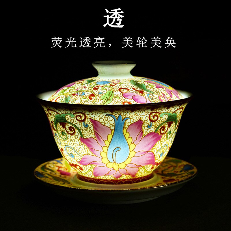 Frank kleur kopje deksel kom huishoudelijke blauw en wit porselein drie-kracht theekom chinese handgemaakte thee kung fu theekom