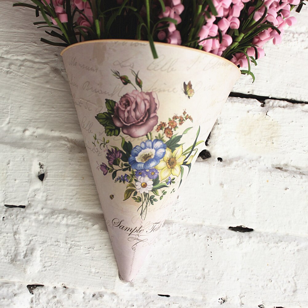 Plastic Wall Hanging Flower Vase Pot Wall Flower Basket Rural Flower Print Flower Planter Pot Garden Home Decoration