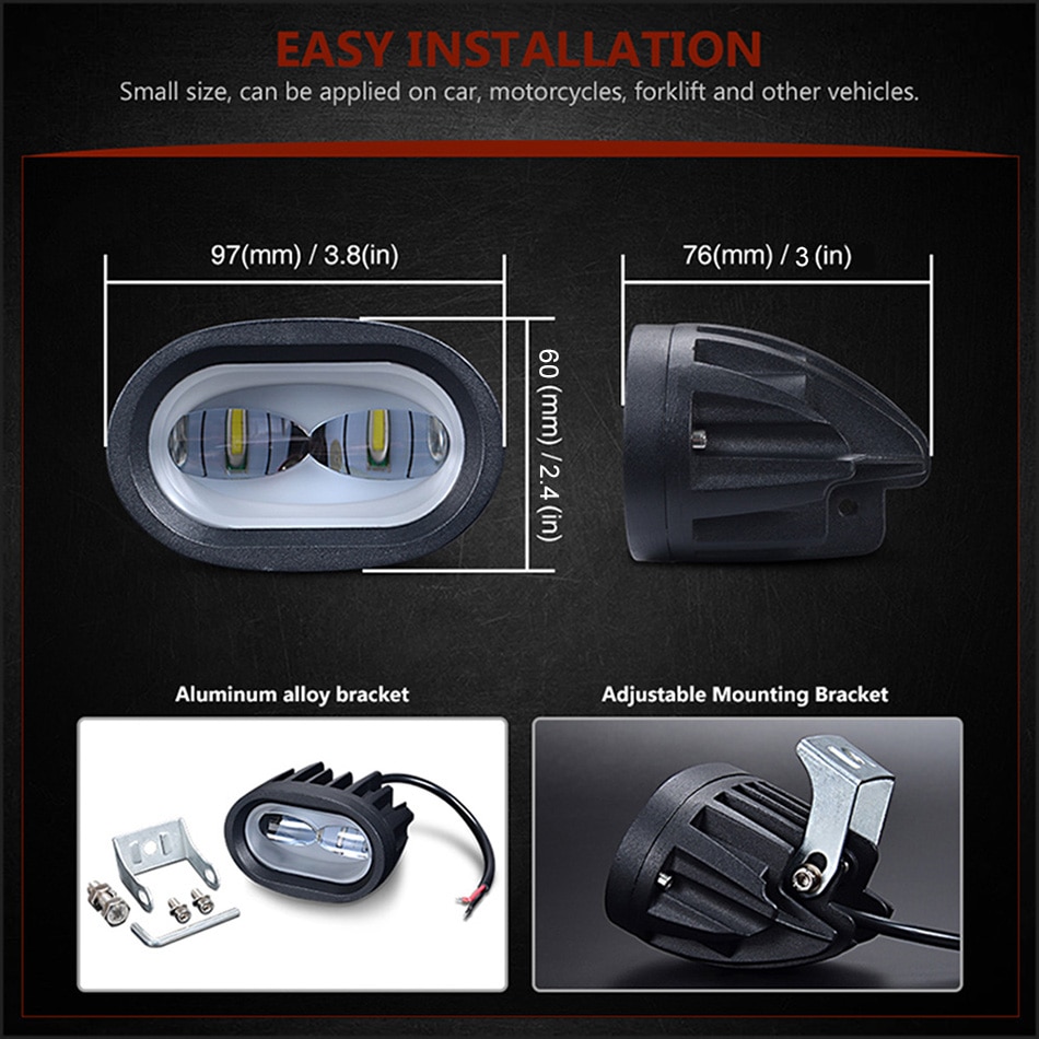 Racbox 6D Lens Amber Led Work Light Bar Auto Driving Mistlichten Offroad Spotlight Lamp Truck Suv Atv Led Auto retrofit Styling