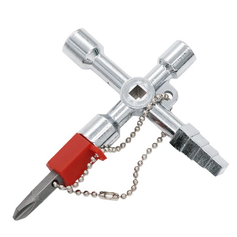 Universal Cross Key Control Cabinet Keys 4-Way Multifunctional Key for Water Electricity Meter Radiator Gas Meter: Default Title