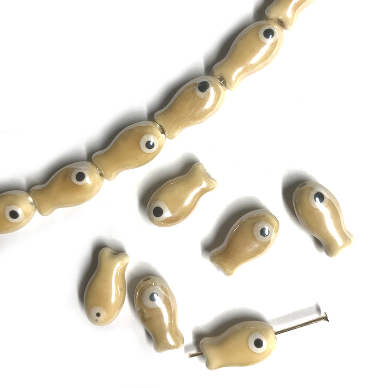 Abalorios de peces pequeños Retro, 10 piezas, espaciador de cerámica, cuentas sueltas para la fabricación de joyas, accesorios de pulsera DIY: Multicolor