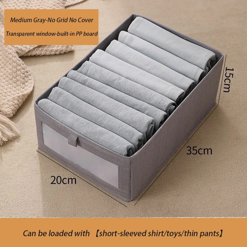 Caja de almacenamiento piezas pantalones, organizador de ropa, armarios y cajones, cajas plegables de tela para dormitorio, organización del hogar, 1 unidad: Gris claro