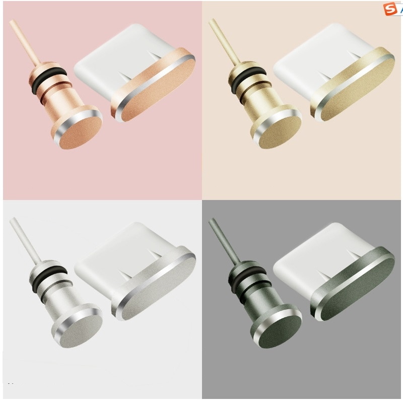 Type-C Phone Charging Port 3.5mm Earphone Jack Sim Card Type C Anti Dust Plug For Samsung S9 S8 A5 A7 Huawei P9 P10