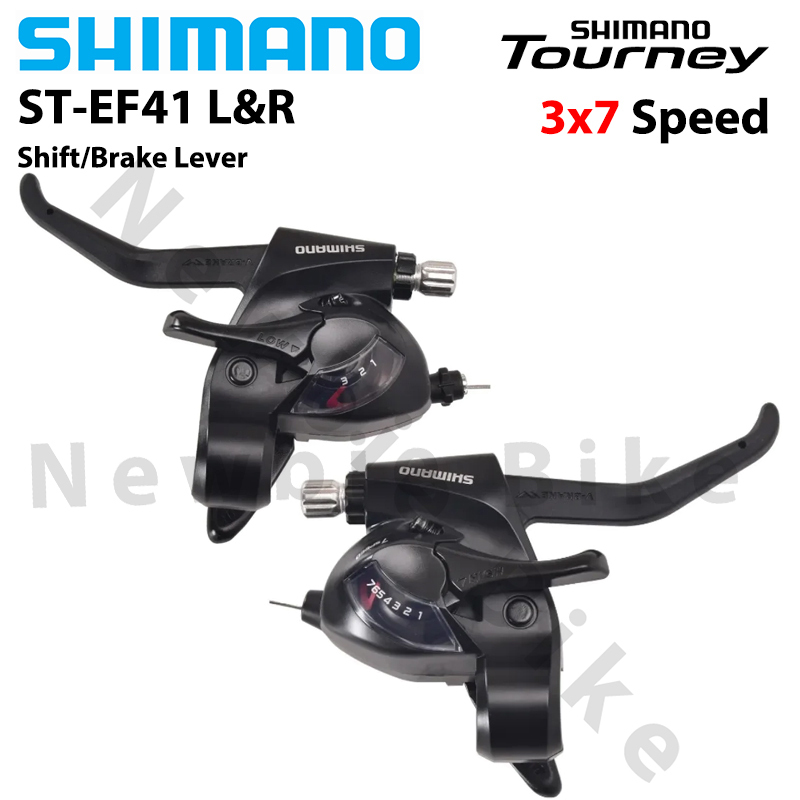 Shimano turnering  ef41 girspak 3 x 7- trinns 3- trinns 7- trinns til mtb-sykkel venstre høyre girspak terrengsykkel avtrekker: Rød