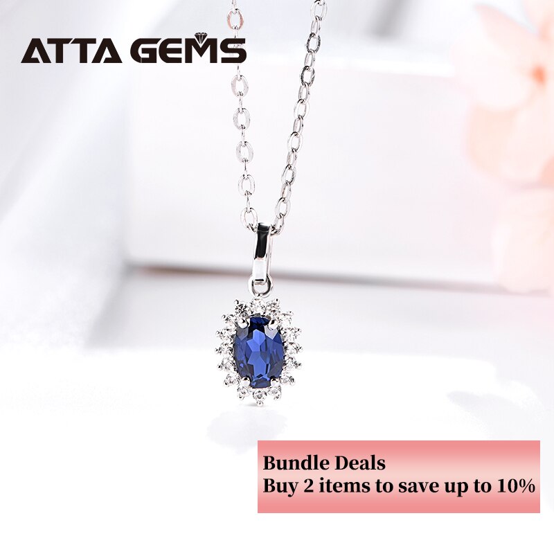 Blue Sapphire Sterling Silver Pendants Created Sapphire Women's Pendant S925 Classic Style Pendant for Women Jewelry