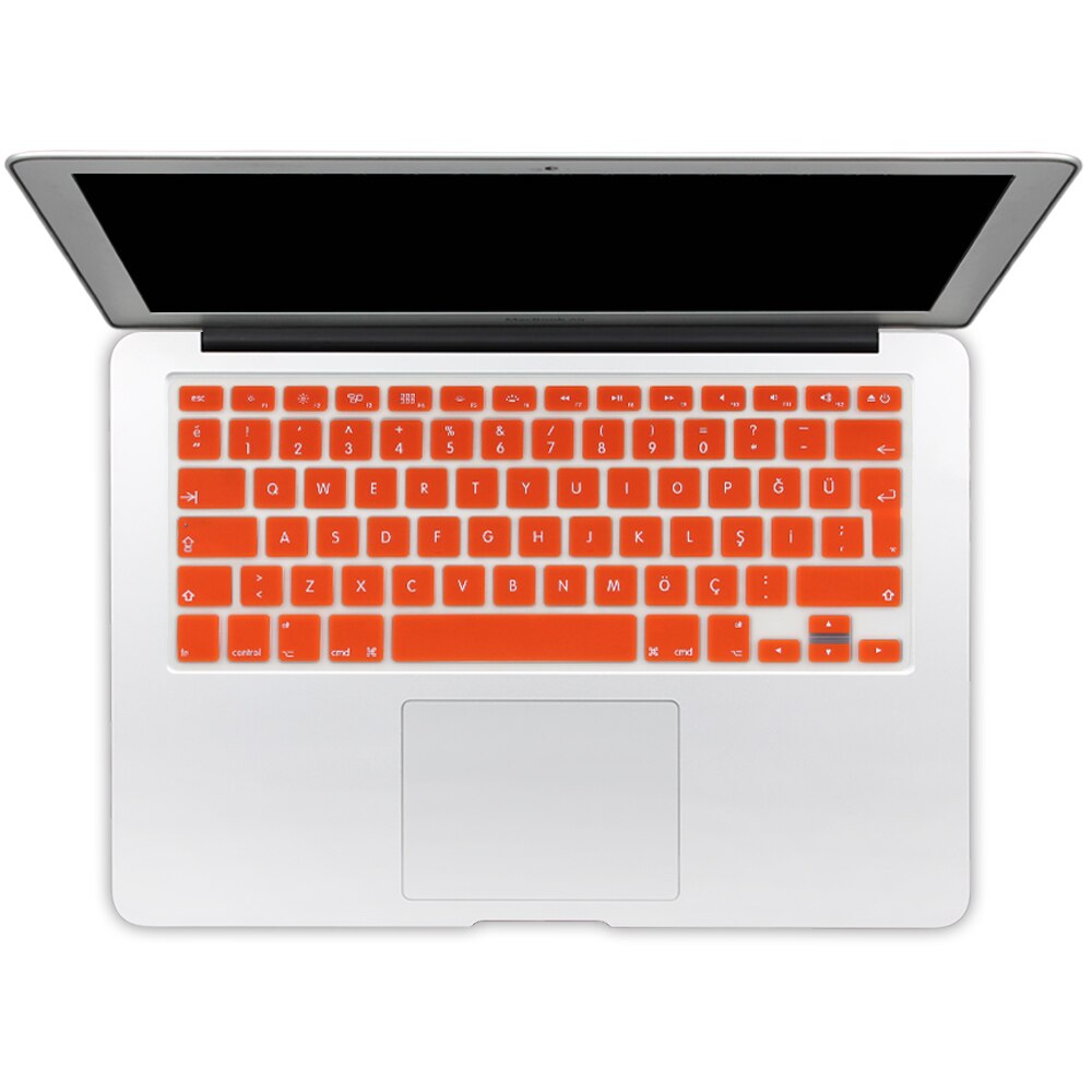 Autocollants de protection de clavier en Silicone de Version turque de l'ue pour Apple Macbook Pro 13 15 17 Retina Mac Air 13 couverture de clavier: orange