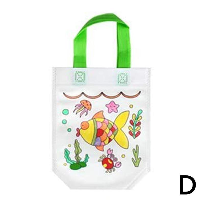 Diy Milieubescherming Graffiti Tas Handgemaakte Voor Kinderen Kleuterschool Puzzels Kinderen Zakken Schilderij Tote U1V5: D