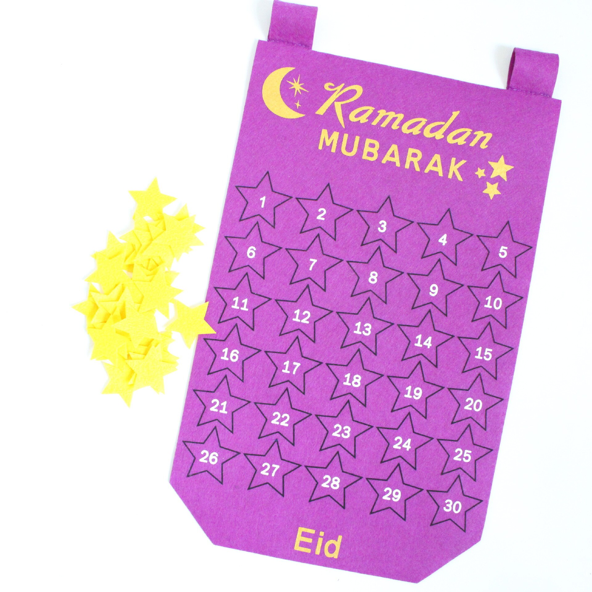 Ramadan kalender eid mubarak kalender klistermærker tør slet kalender muslimsk ramadan nedtælling: Lilla