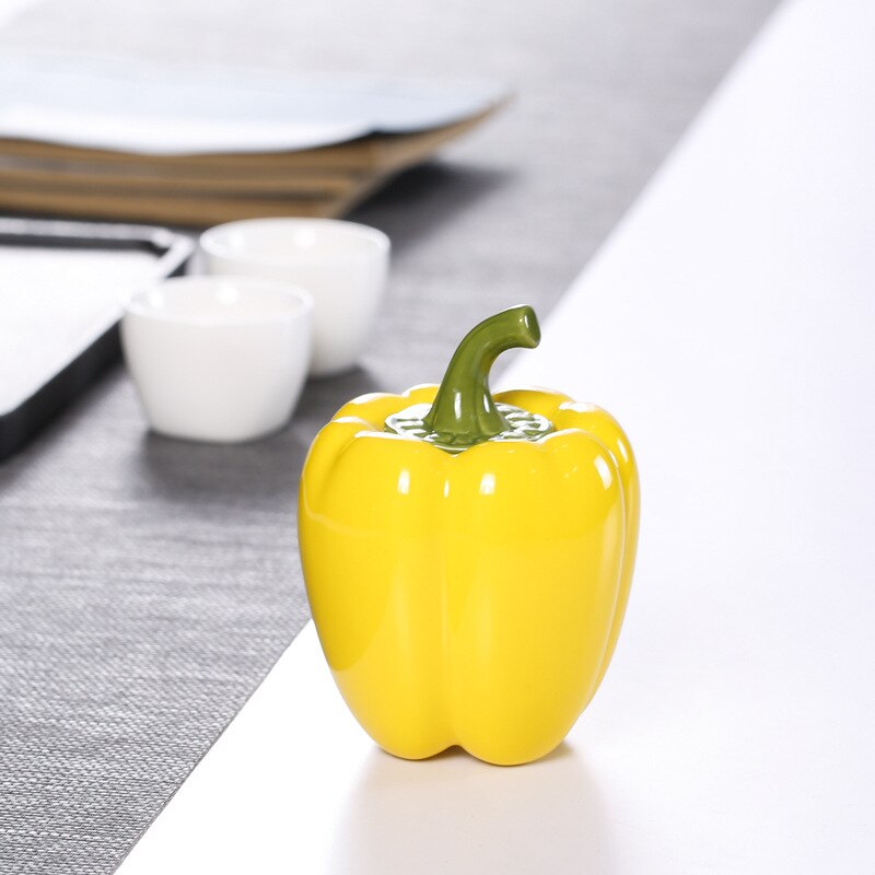 Pepper Shape Ceramic Tea Pot Ceramic Sealed Storage Tank Table Decoration Storage Containers Kitchen Seasoning Porcelain Jar: 2