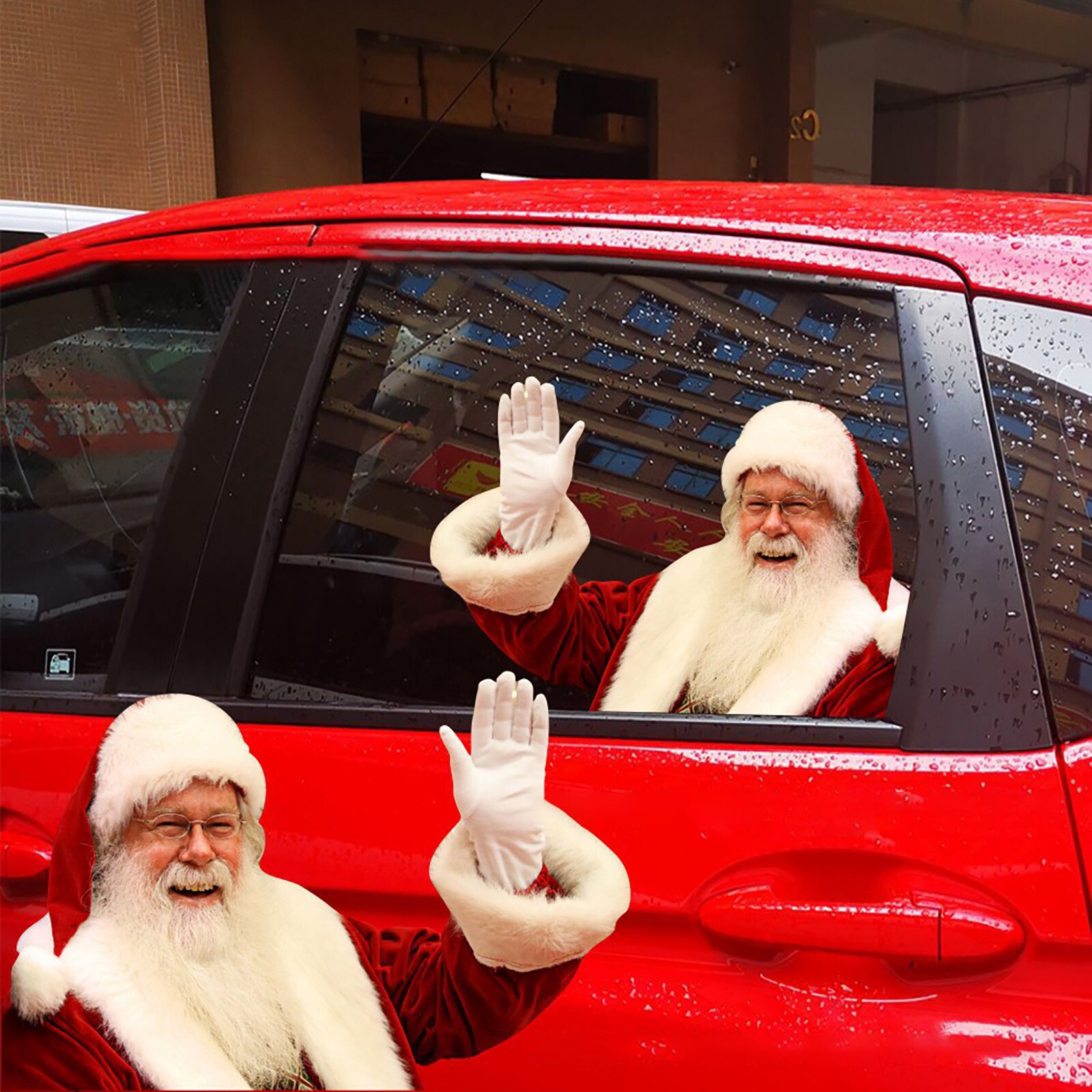Christmas The 3D Realistic Santa Claus Car Rear Window Sticker Home Decoration Accessories
