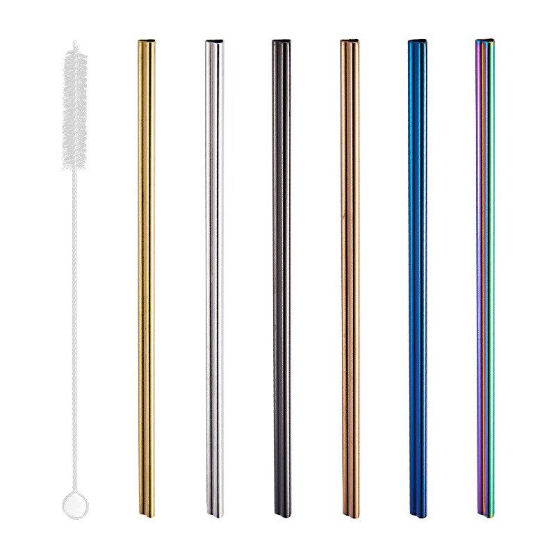 1PC Drinking Straw Reusable Metal Straw Set Heart-shaped Bubble Tea Straws 304 Stainless Steel Pearl Milkshake Straw Set
