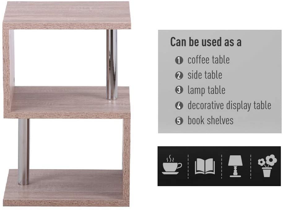 Coffee End Table S shape 2 Tier Storage Shelves Or... – Grandado