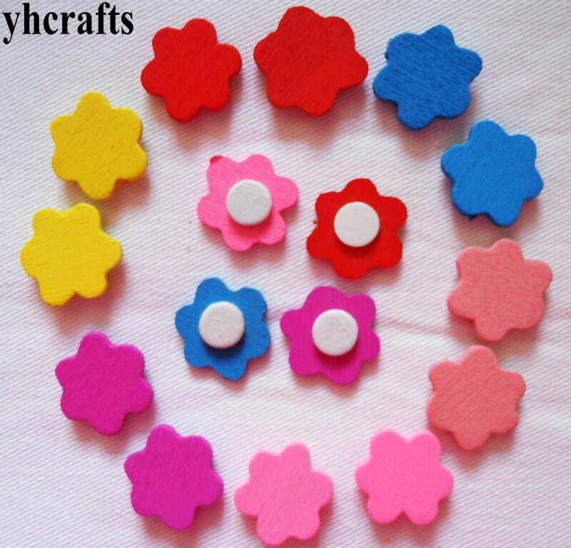 100 Stck/viel, mischen farbe blume Stern herz holz aufkleber Günstigste handwerk für freundlicher Aktivität artikel Kreative familie spaß