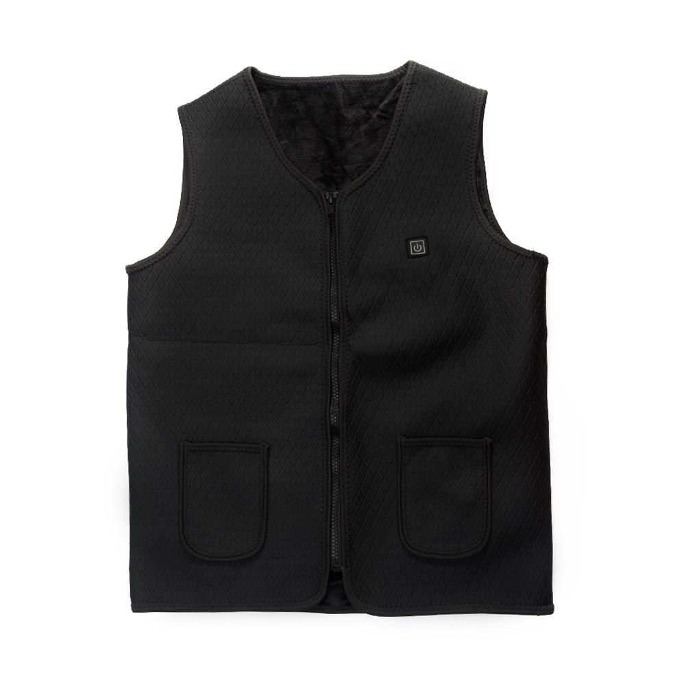 Men Women Jacket USB Zipper Adjustable Temperature Coat Electric Heating Vest Warm Energy Saving: Black XXL