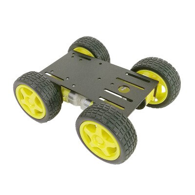 Mini 4WD Intelligent Robot Trolley Chassis Metal Panel Plastic Wheel