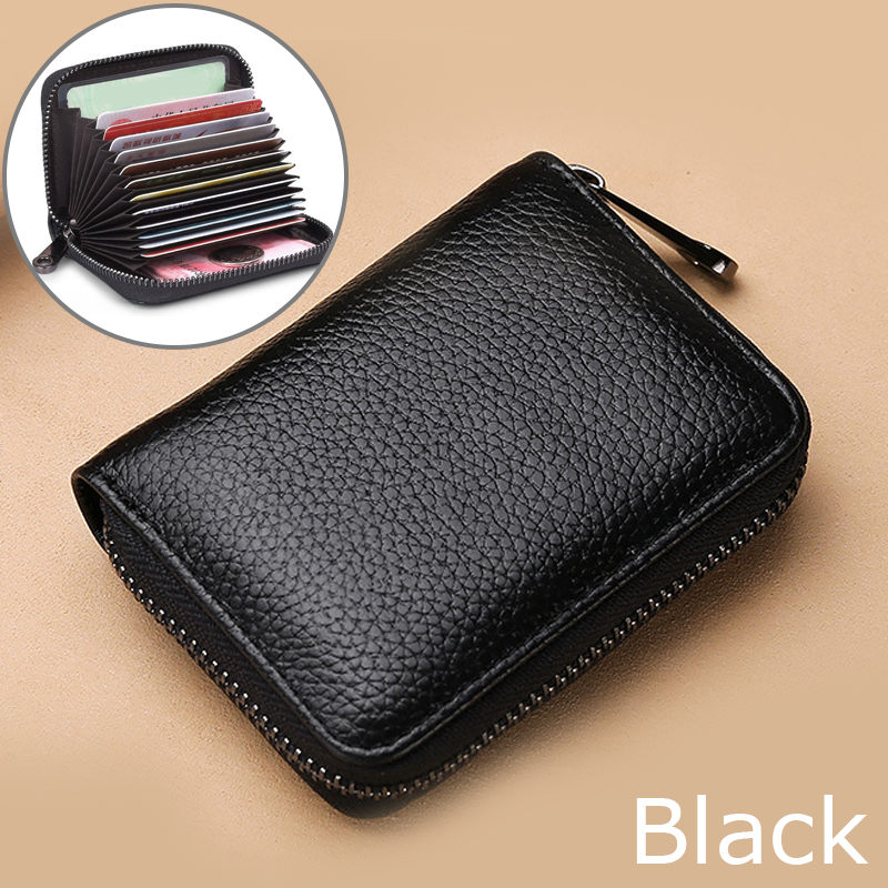 KISMIS 1 PC femmes hommes en cuir 26 fentes ID porte-cartes de crédit RFID blocage portefeuille étui sac de poche: Beige