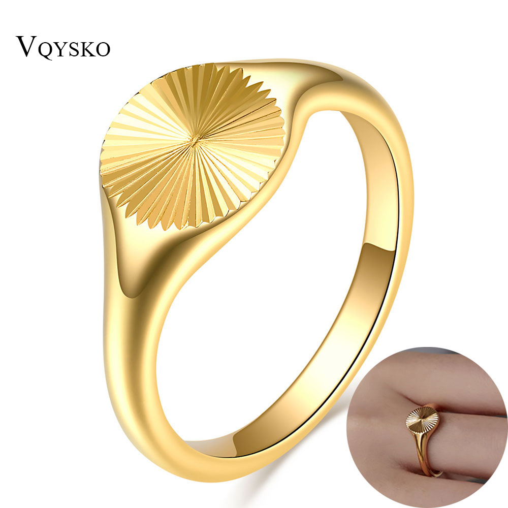 Anillo de croissant de sol apilable INS para mujer, joyería de , , sello de Color dorado de 18 quilates, anillo de dedo de cúpula gruesa para mujeres y niñas