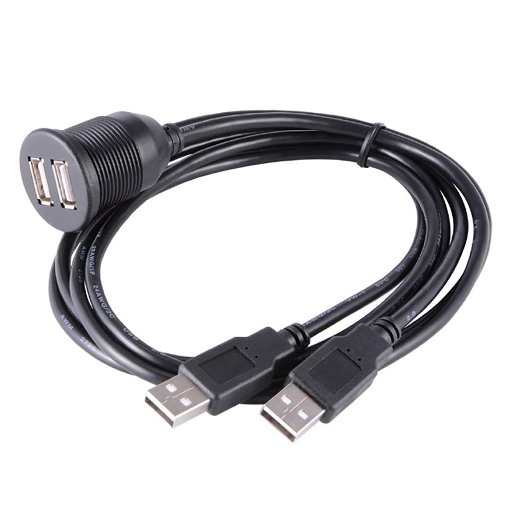 Kit de Cable de extensión de macho a hembra USB doble montaje empotrado para salpicadero de coche o camión