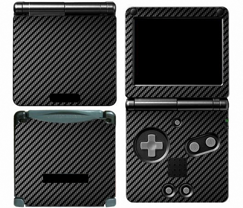 Black Carbon Fiber Vinyl Skin Sticker Protector for Nintendo GameBoy Advance GBA SP skins Stickers
